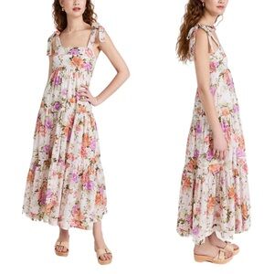 Zimmermann‎ Pattie Tie Shoulder Dress in Cream Floral Size AU 0